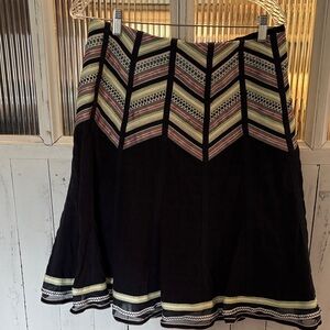 Nanette Lepore Navy cotton  Skirt with Cream, Pink and Green Chevron Trim